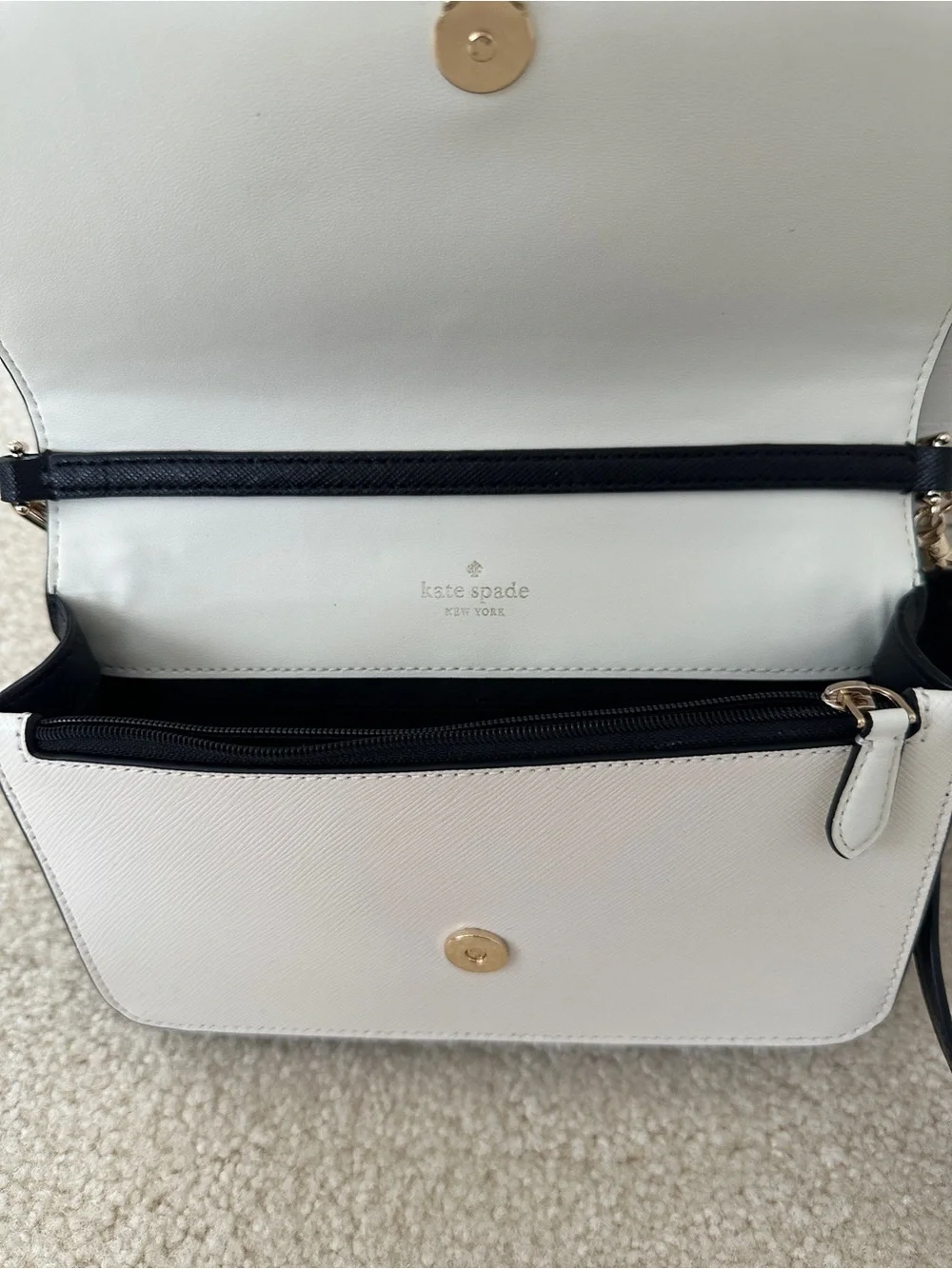 kate spade Blush Pink and White Two-Tone Crossbody with Black Strap